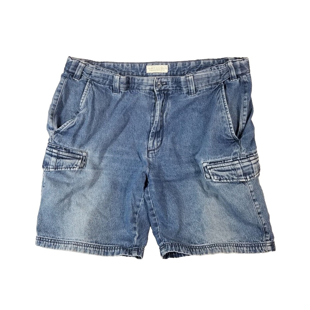 Island Republic cargo hiking shorts men's 38x9 Comfort waist blue denim outdoor‎